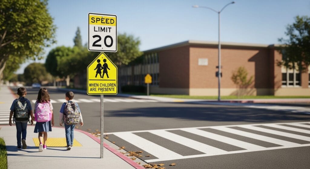 Orange County California 20 mph school zone speed limit law