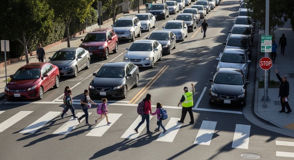 Unsafe school drop off accident risk in Orange County