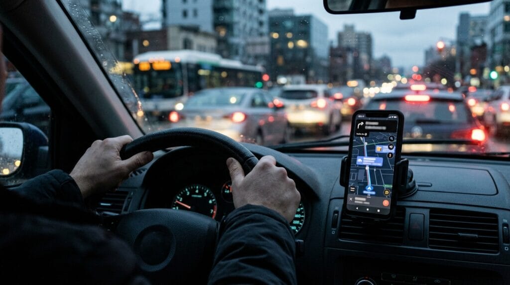 Delivery app and navigation screen that may become evidence in an Orange County delivery driver accident claim