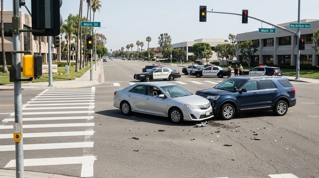 Driver distraction in Orange County traffic showing distracted driving claim risks