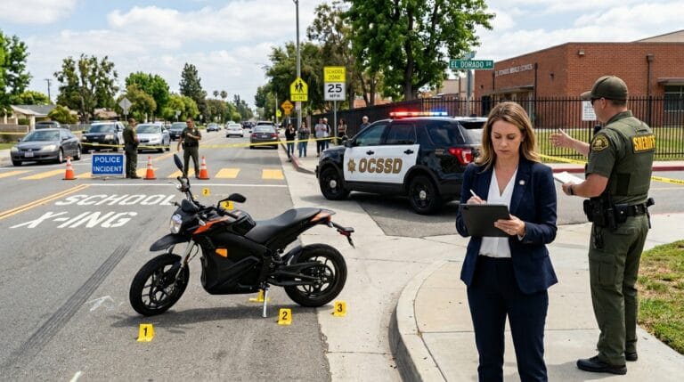 Orange County e-motorcycle injury claims 2026 involving pedestrian safety and legal evidence