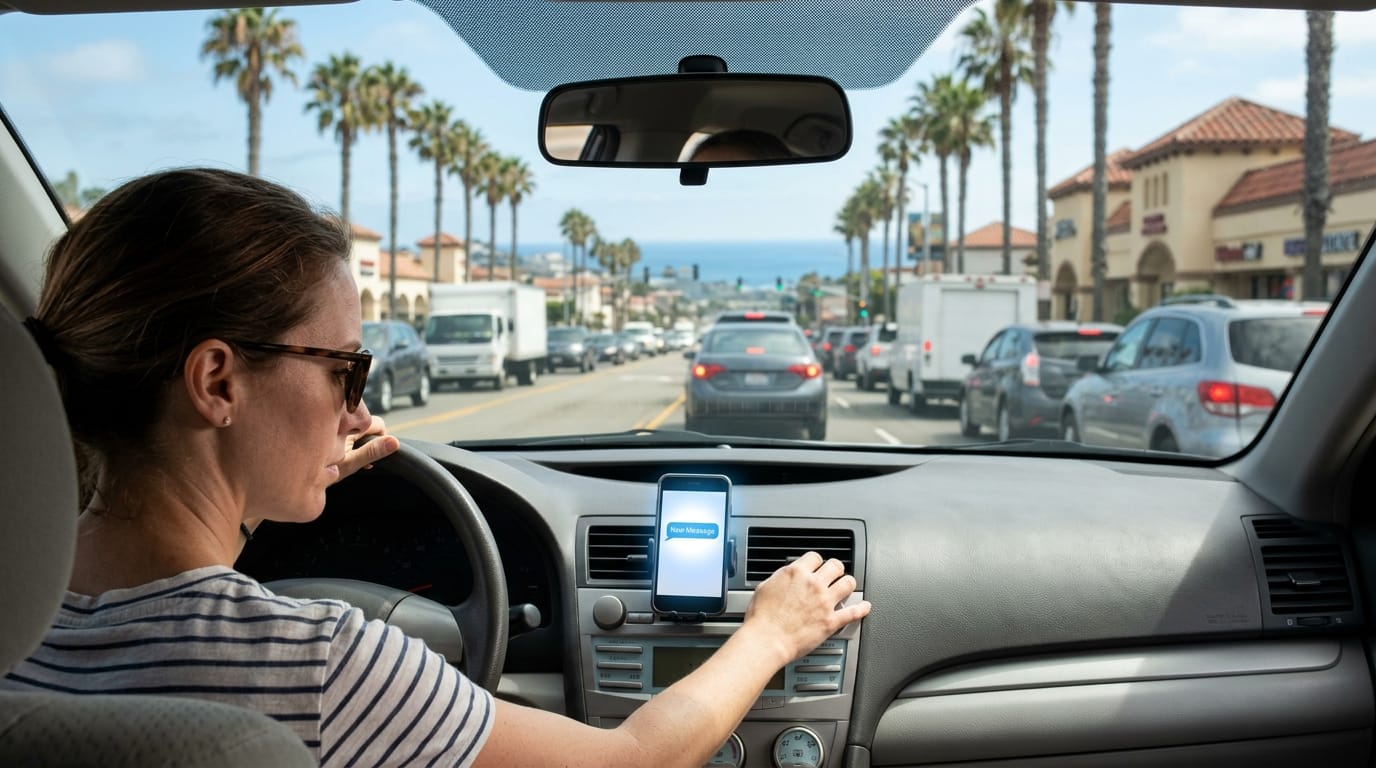 Phone and intersection evidence after an Orange County distracted driving accident