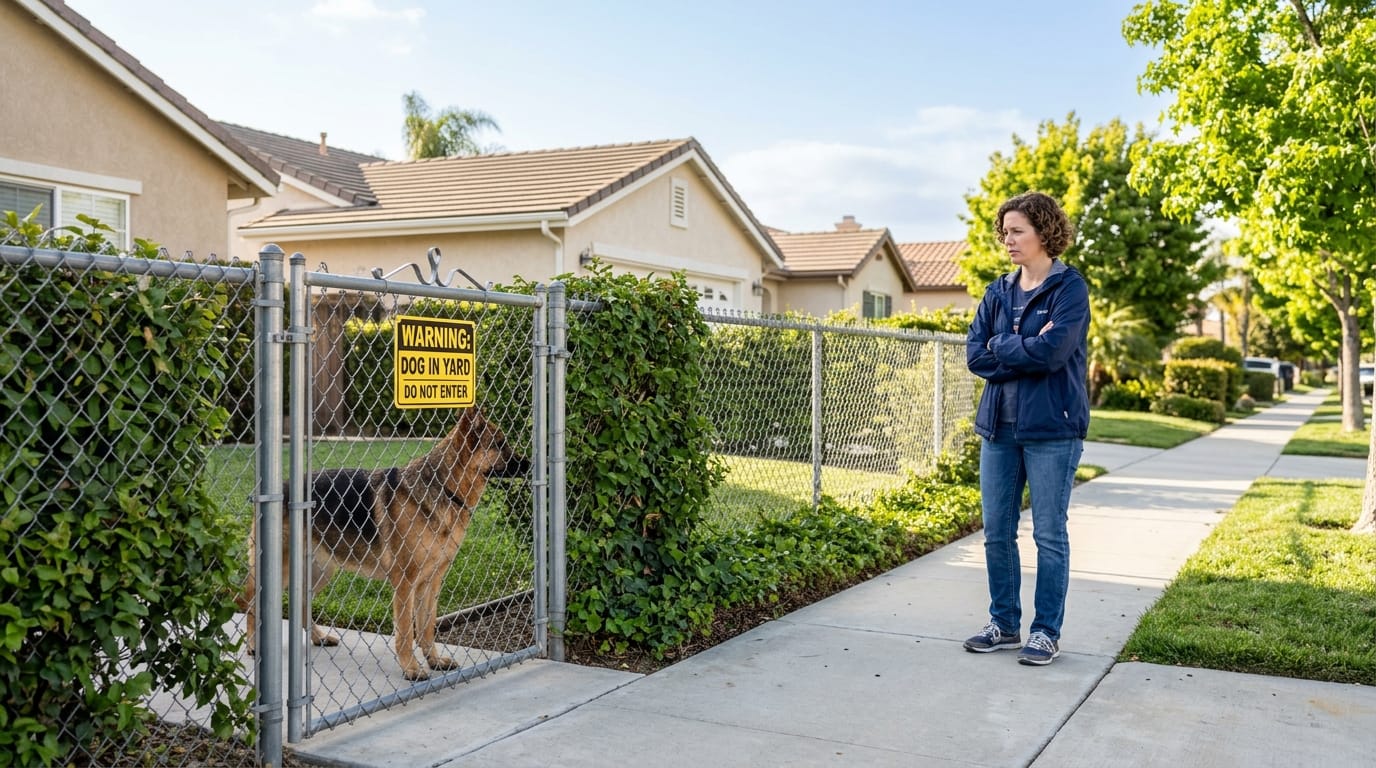 Orange County dog bite injury claim involving a secured dog and pedestrian safety risk