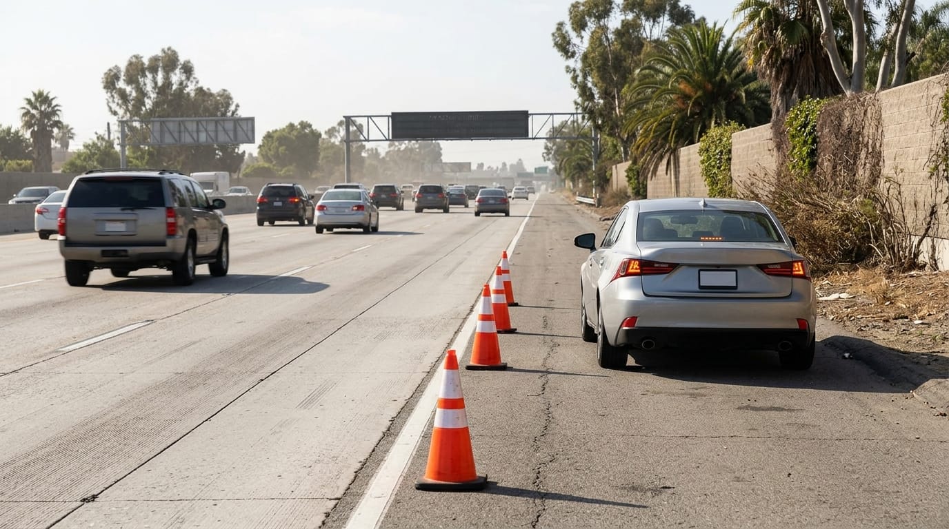 Orange County roadside accident claims in 2026 involving California's expanded Move Over law